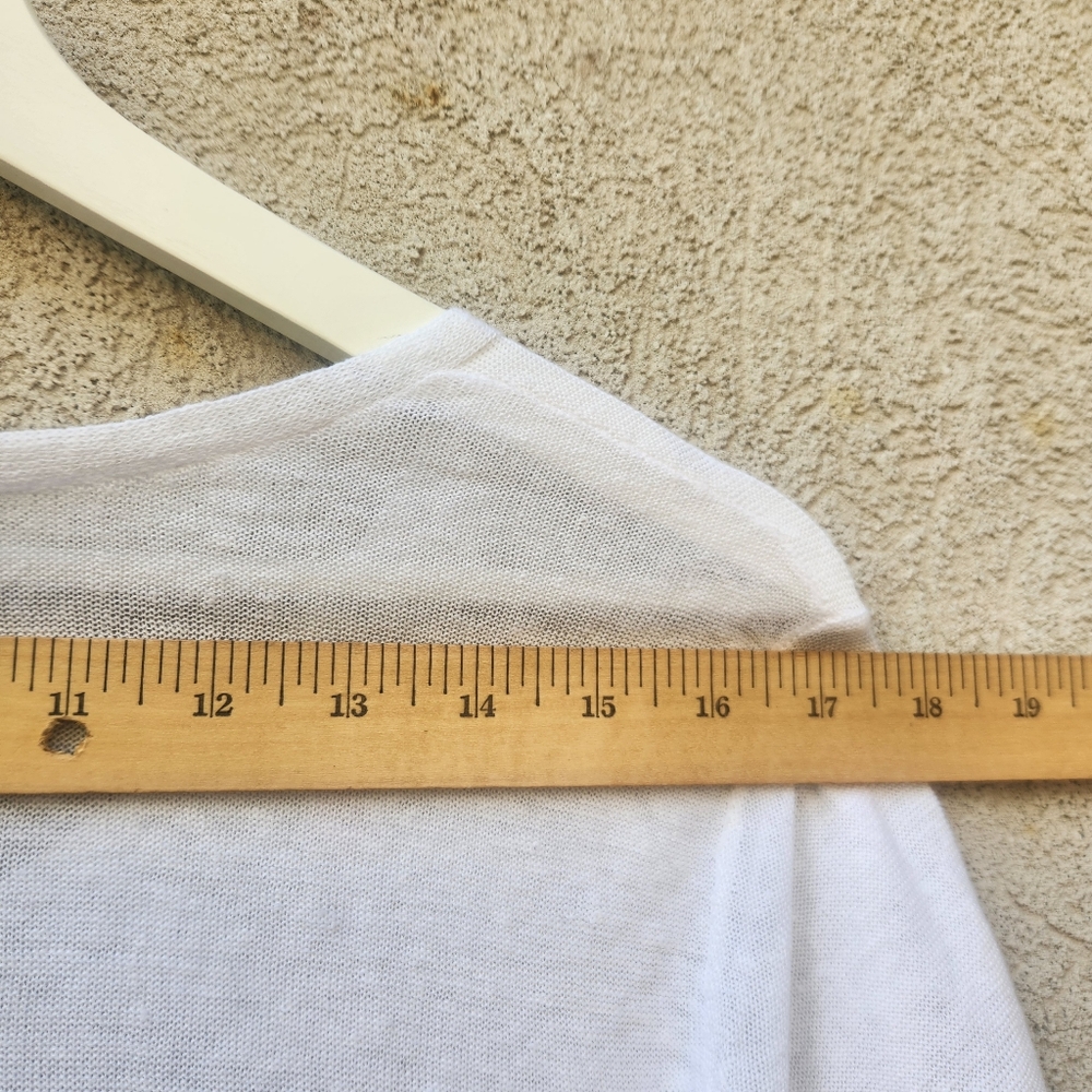 TALBOTS Women's Sweater Medium White 100% Linen Nautical Fringe Summer Beachy - Picture 7 of 10